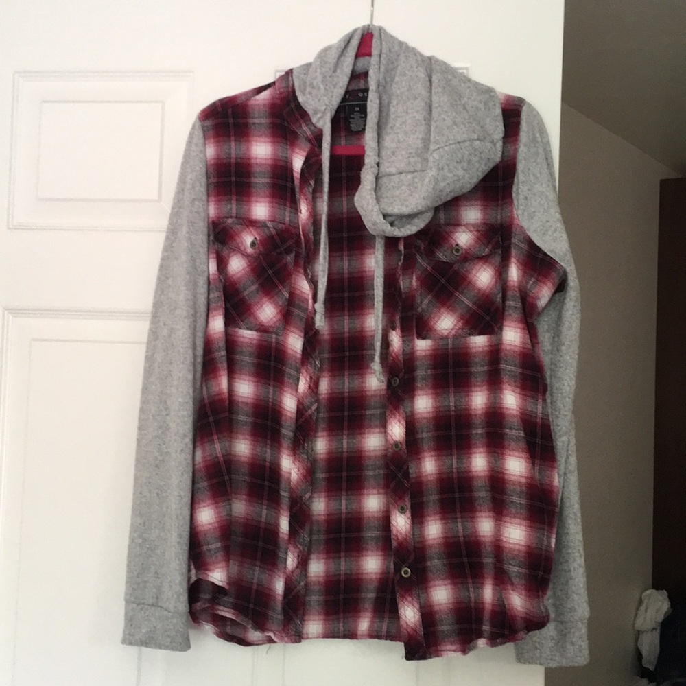 Flannel shirt w hoodie